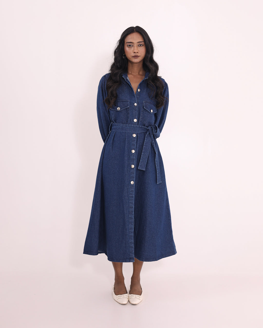 Classic Blue Denim Midi Dress - Denim Collection | Pincode21