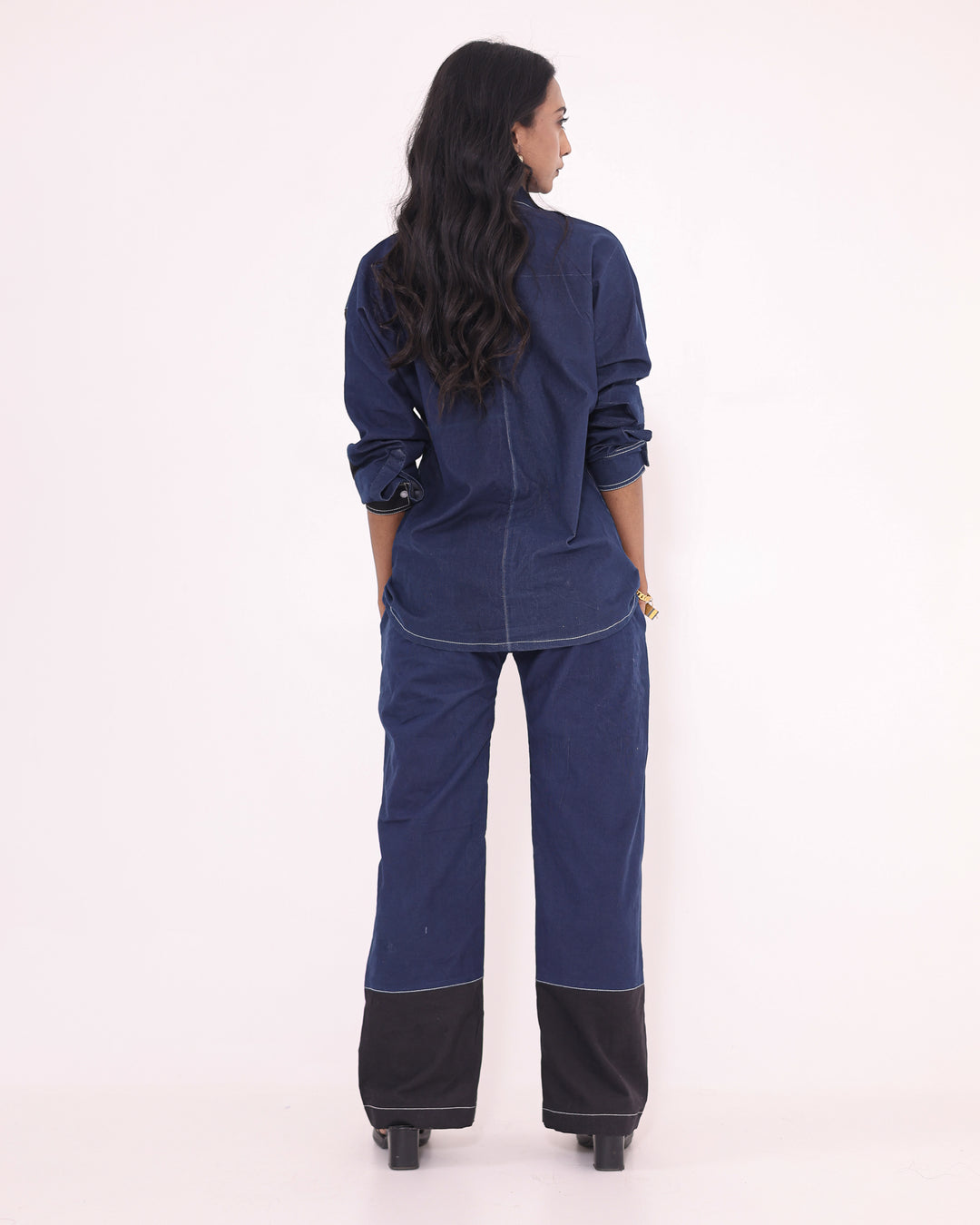 Color Blocked Corduroy Co ord Set - Denim Co ord Set