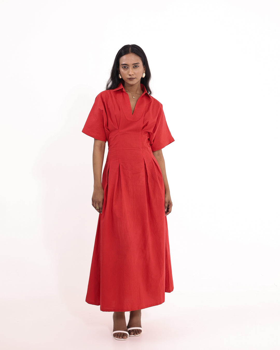 Red Romance Cotton Maxi Dress