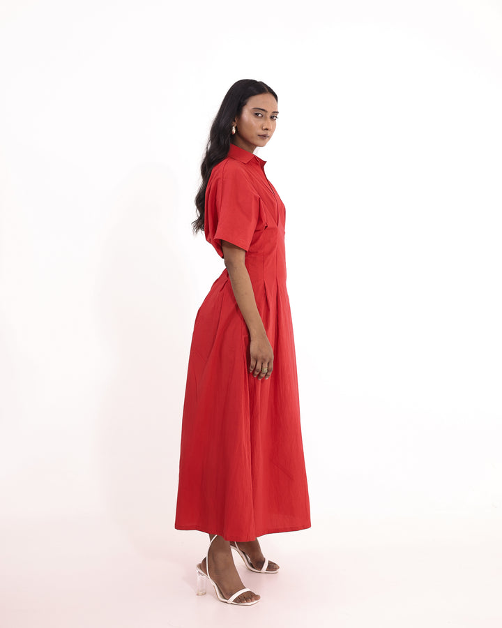 Red Romance Cotton Maxi Dress