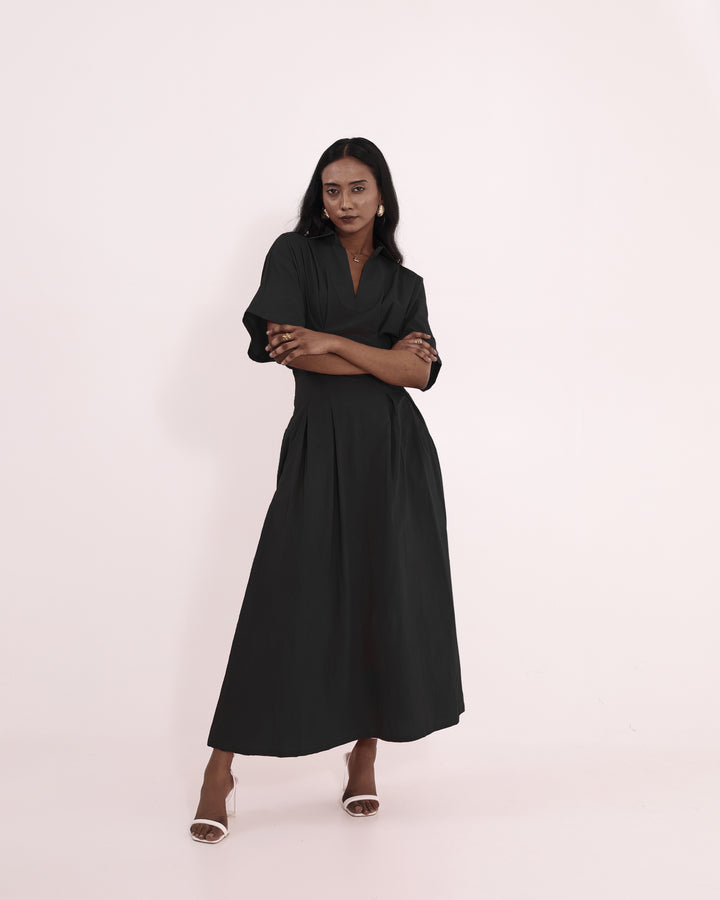 Black Statement Cotton Maxi Dress