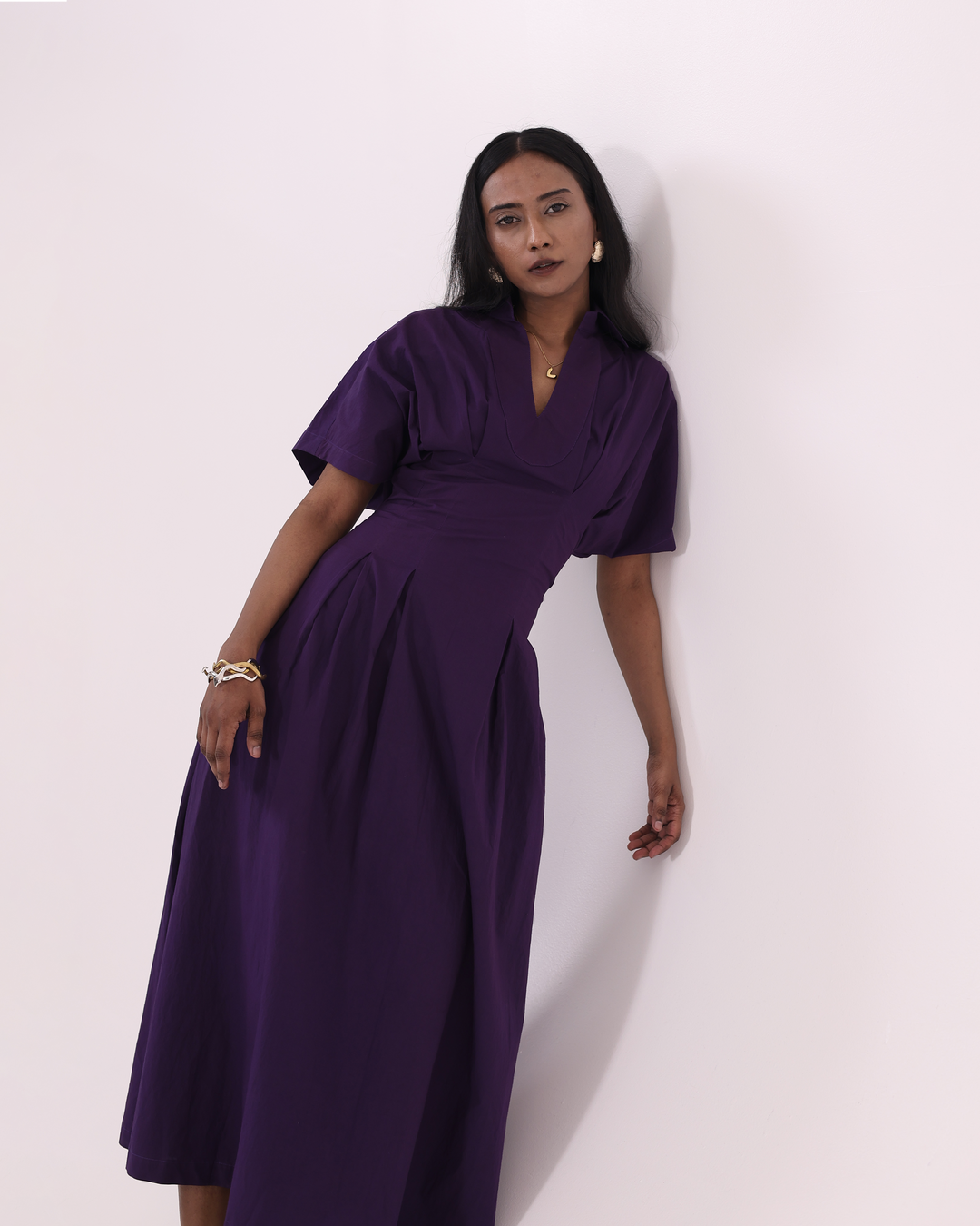 Purple Statement Cotton Maxi Dress