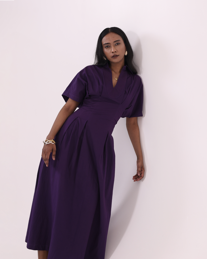 Purple Statement Cotton Maxi Dress