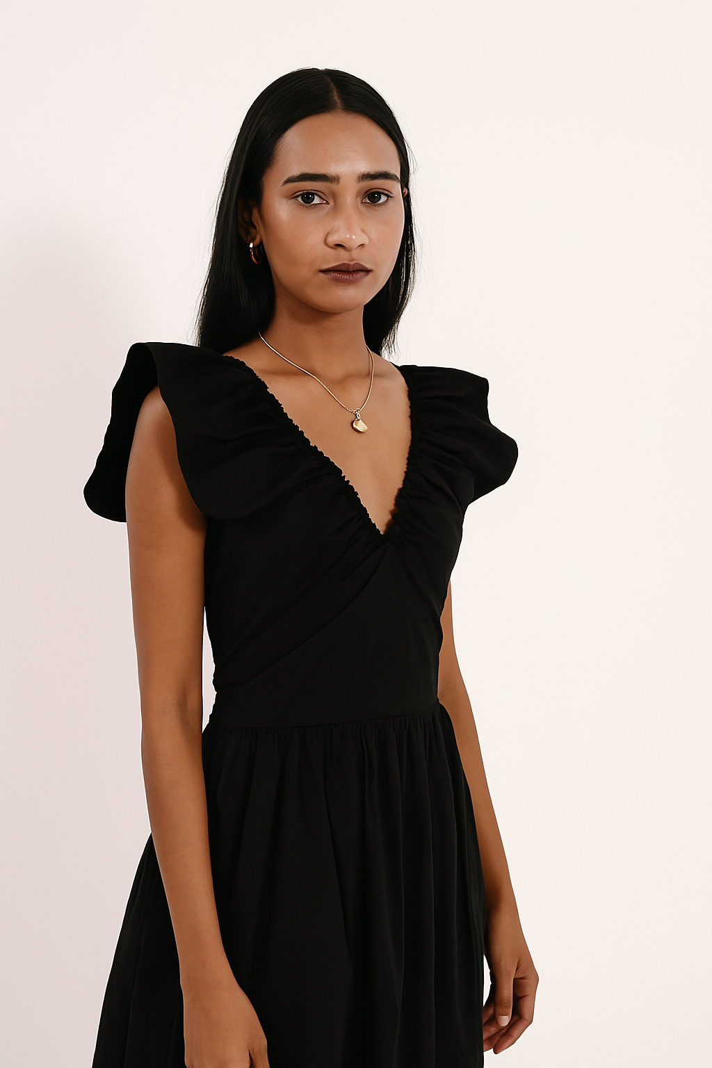 Goddess V-Neck Black Maxi Dress
