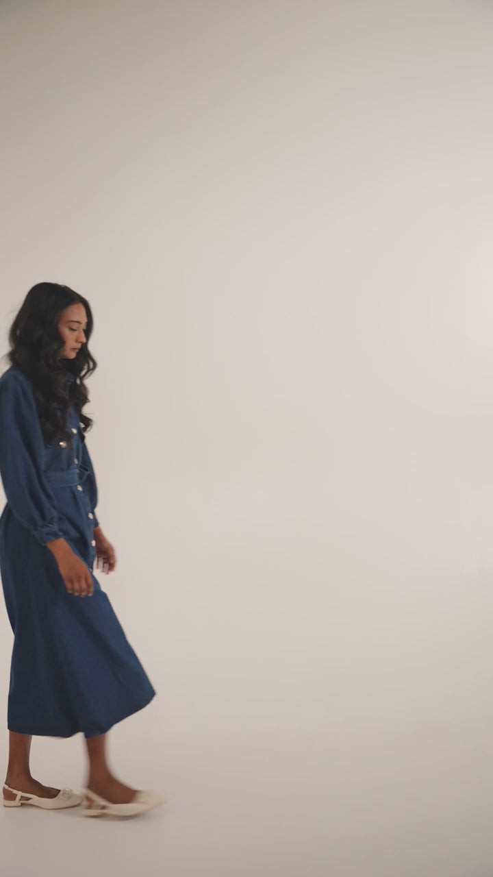 Blue Denim Midi Dress